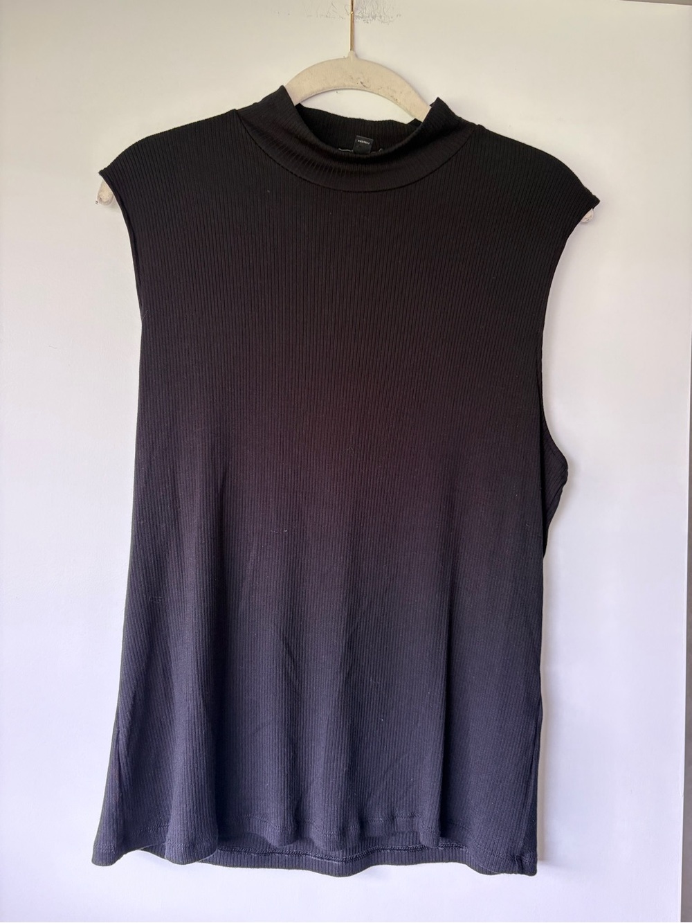 Banana Republic Black Ribbed Mock Neck Sleeveless Top - Size L